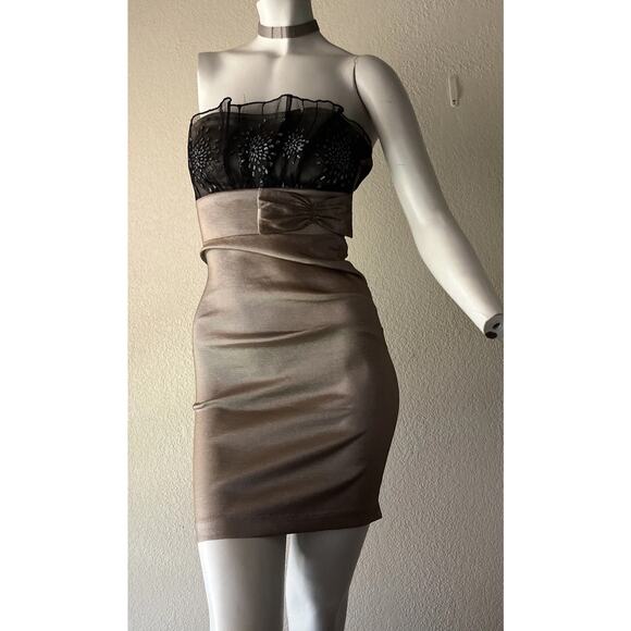 Y2K 2000s Formal Dress Small XS Strapless Mini Ruched Short Fairy Prom HOCO - Picture 3 of 16